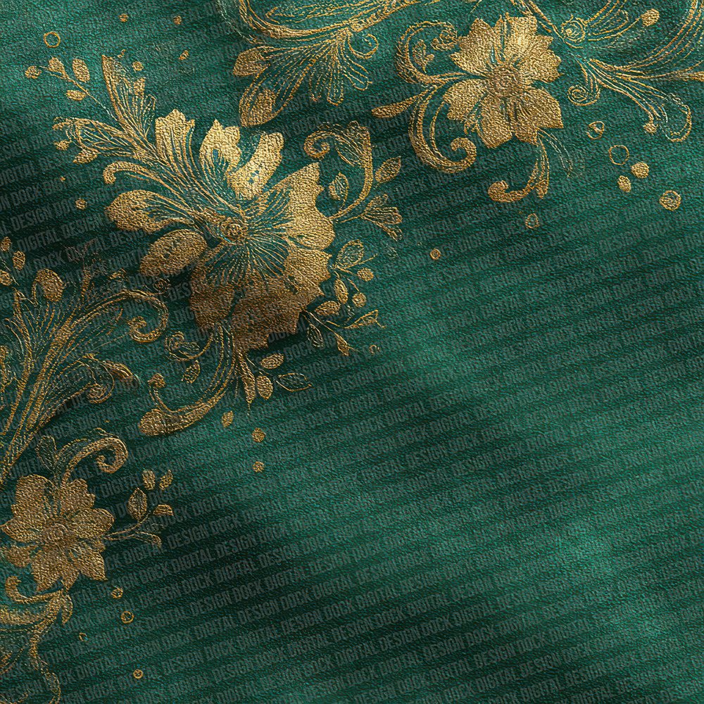 Emerald Silk Motif Digital Paper Pack (DDD001570)
