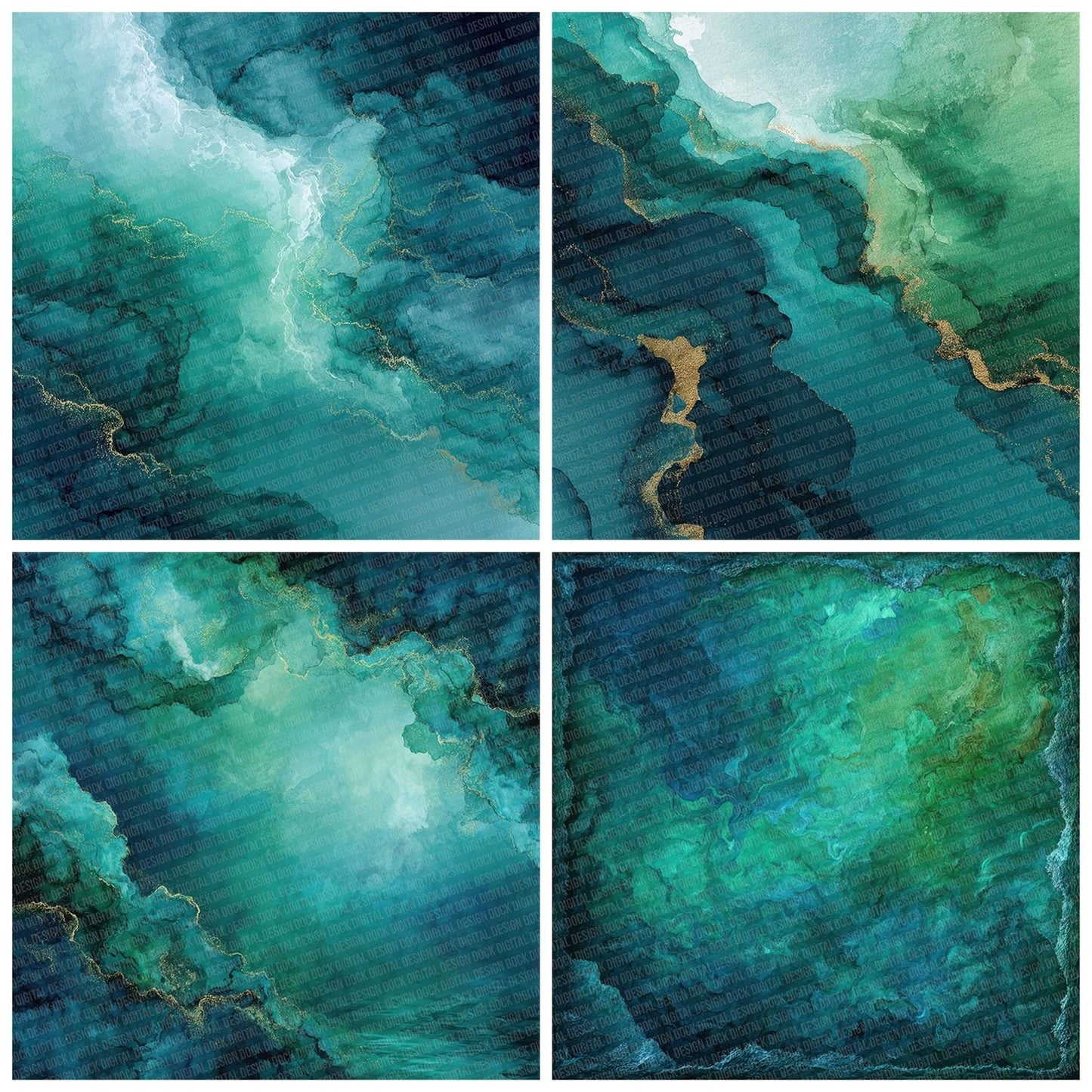 Emerald Teal Ripple Digital Paper Pack (DDD001572)