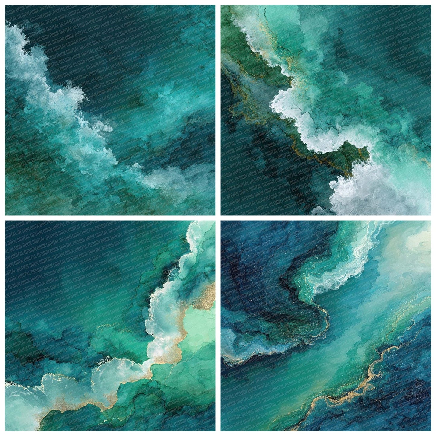 Emerald Teal Ripple Digital Paper Pack (DDD001572)