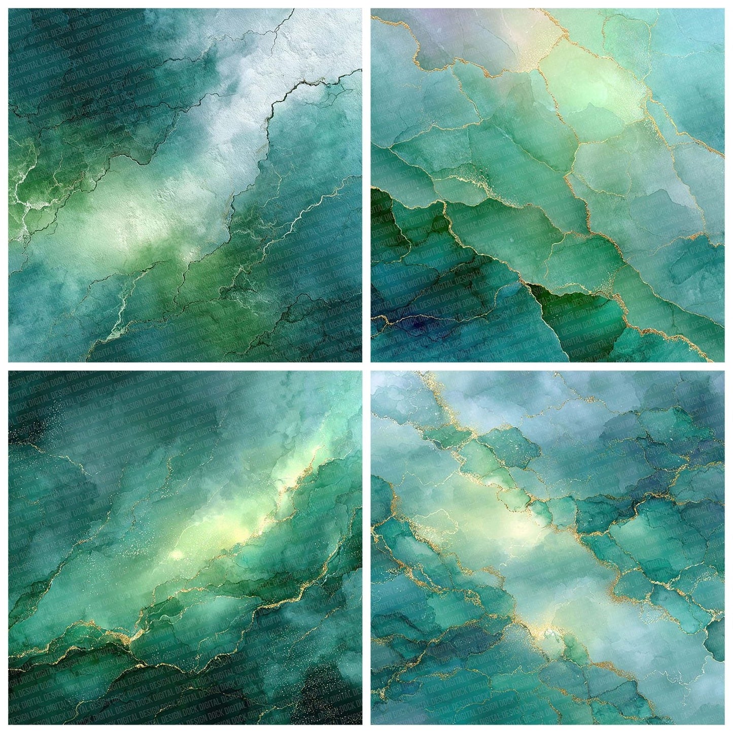 Emerald Vein Abstract Digital Paper Pack (DDD001573)