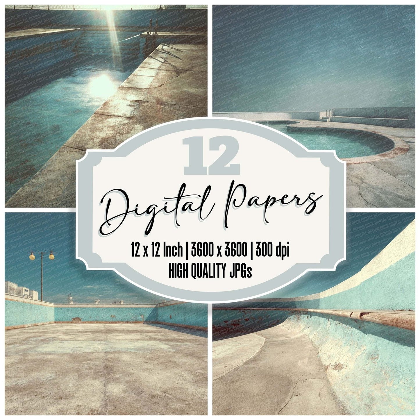 Empty Pool Fade Digital Paper Pack (DDD001596)