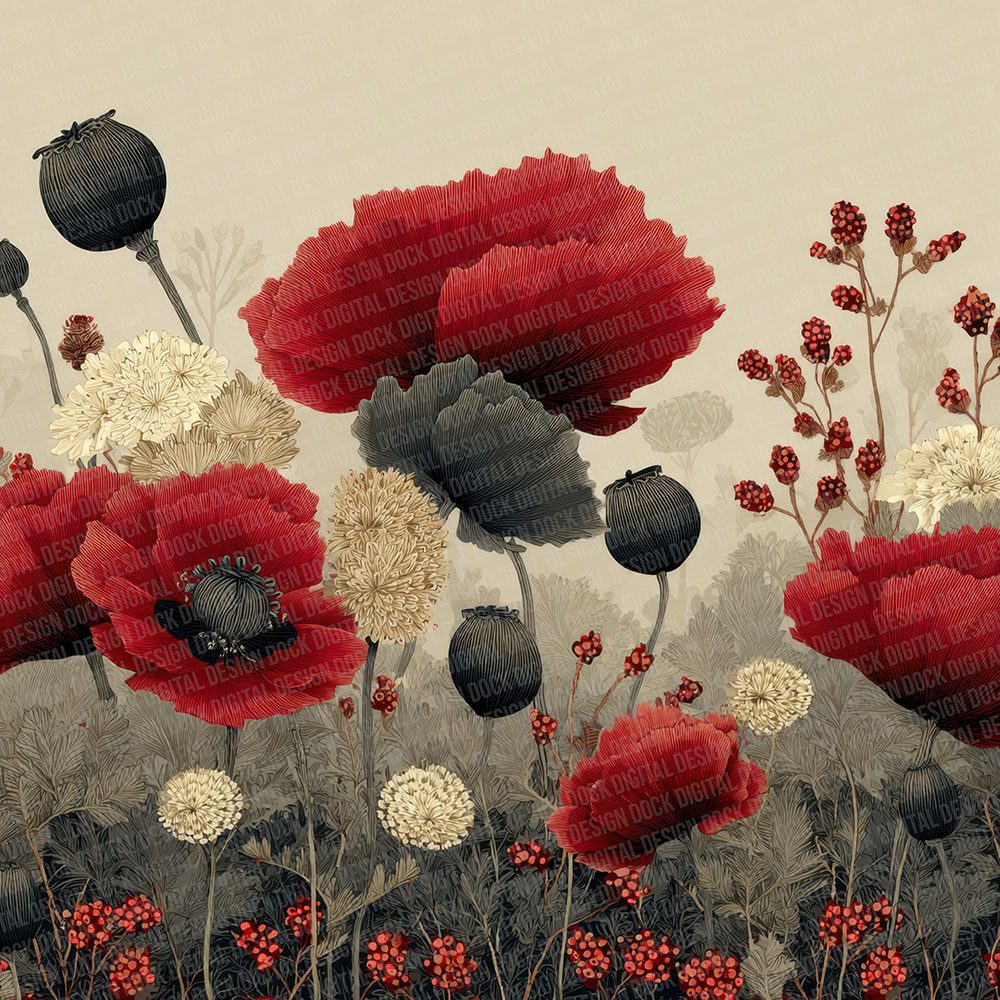 English Remembrance Poppies Digital Paper Pack (DDD001603)
