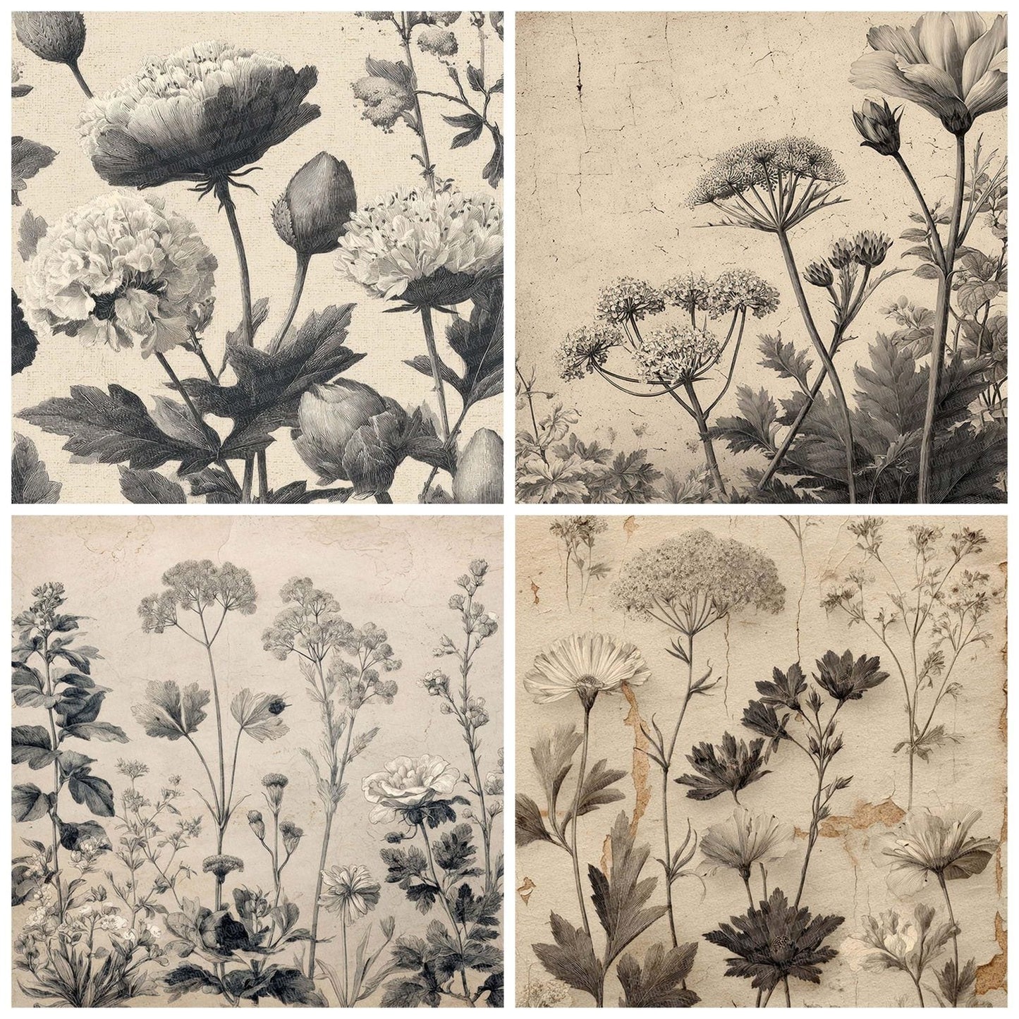 Engraved Botanical Fragments Digital Paper Pack (DDD001604)