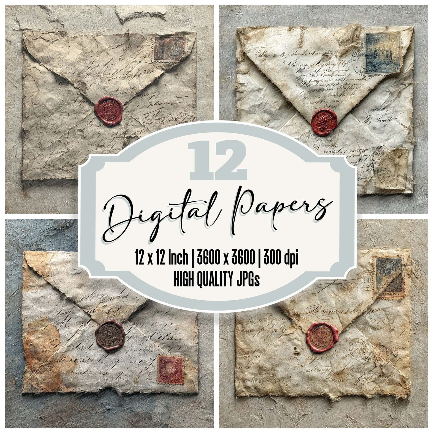 Envelope Tear Script Digital Paper Pack (DDD001606)