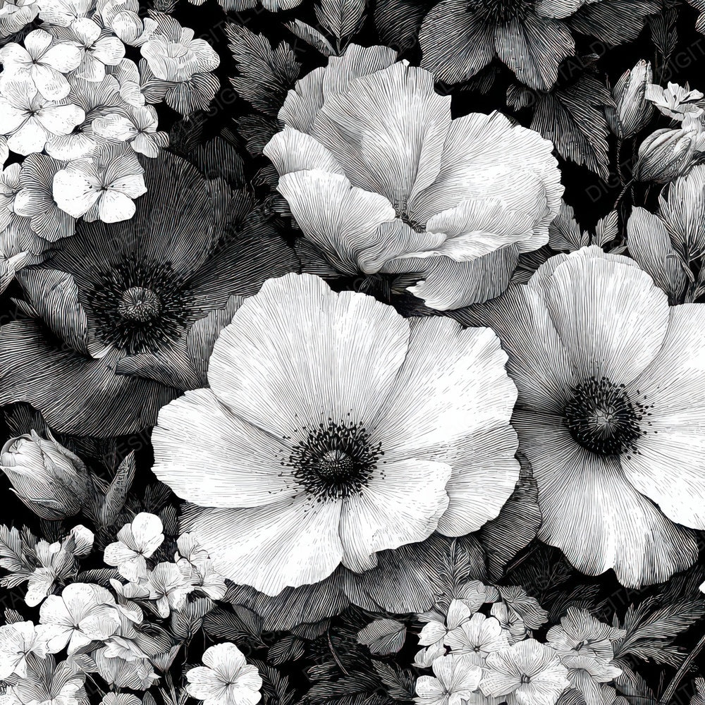 Etched Floral Background Digital Paper Pack (DDD007856)