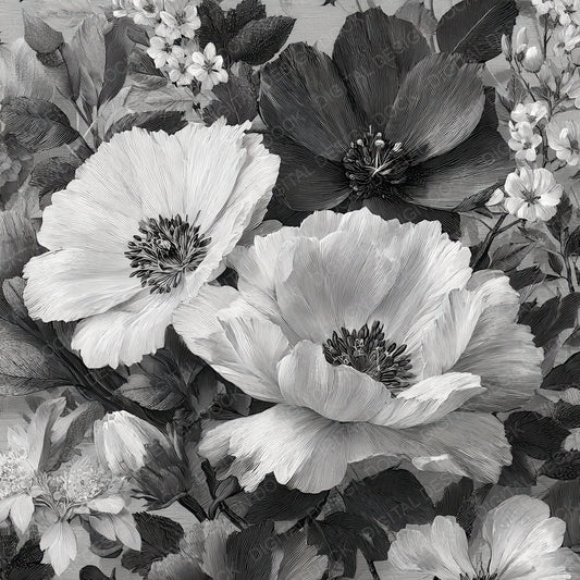 Etched Floral Drawing Background Digital Paper Pack (DDD007857)