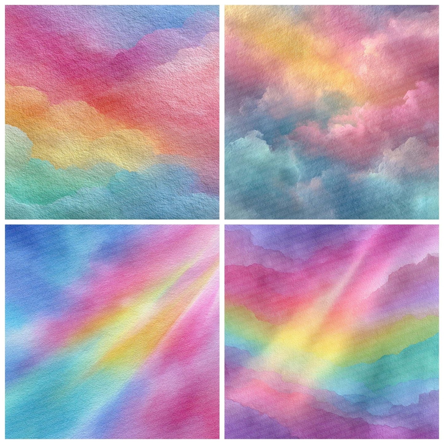 Ethereal Pastel Watercolour Rainbow Digital Paper Pack (DDD001614)