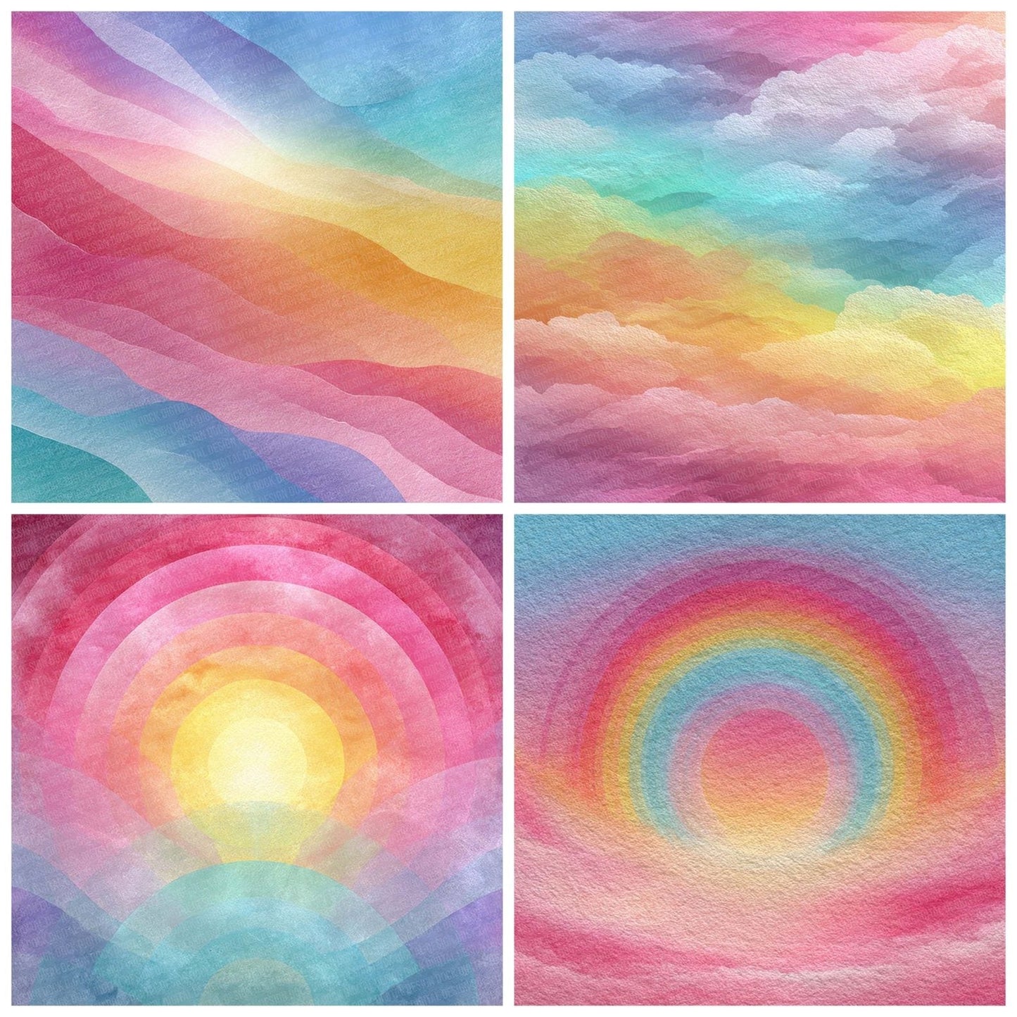 Ethereal Pastel Watercolour Rainbow Digital Paper Pack (DDD001614)