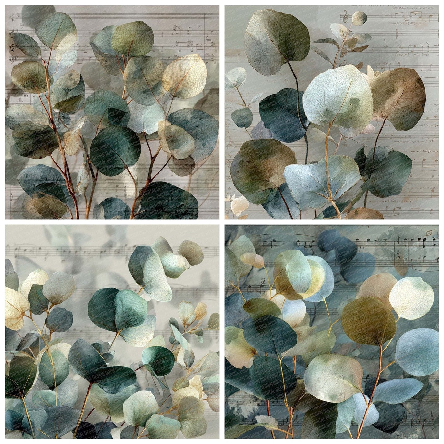 Eucalyptus Music Fade Digital Paper Pack (DDD007649)