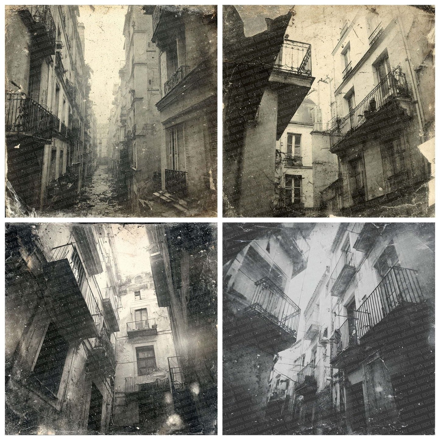 European Alley Damaged Photo Digital Paper Pack (DDD001621)