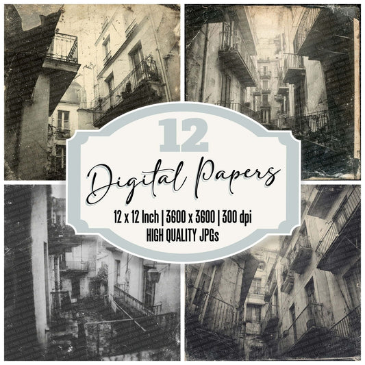 European Alley Damaged Photo Digital Paper Pack (DDD001621)