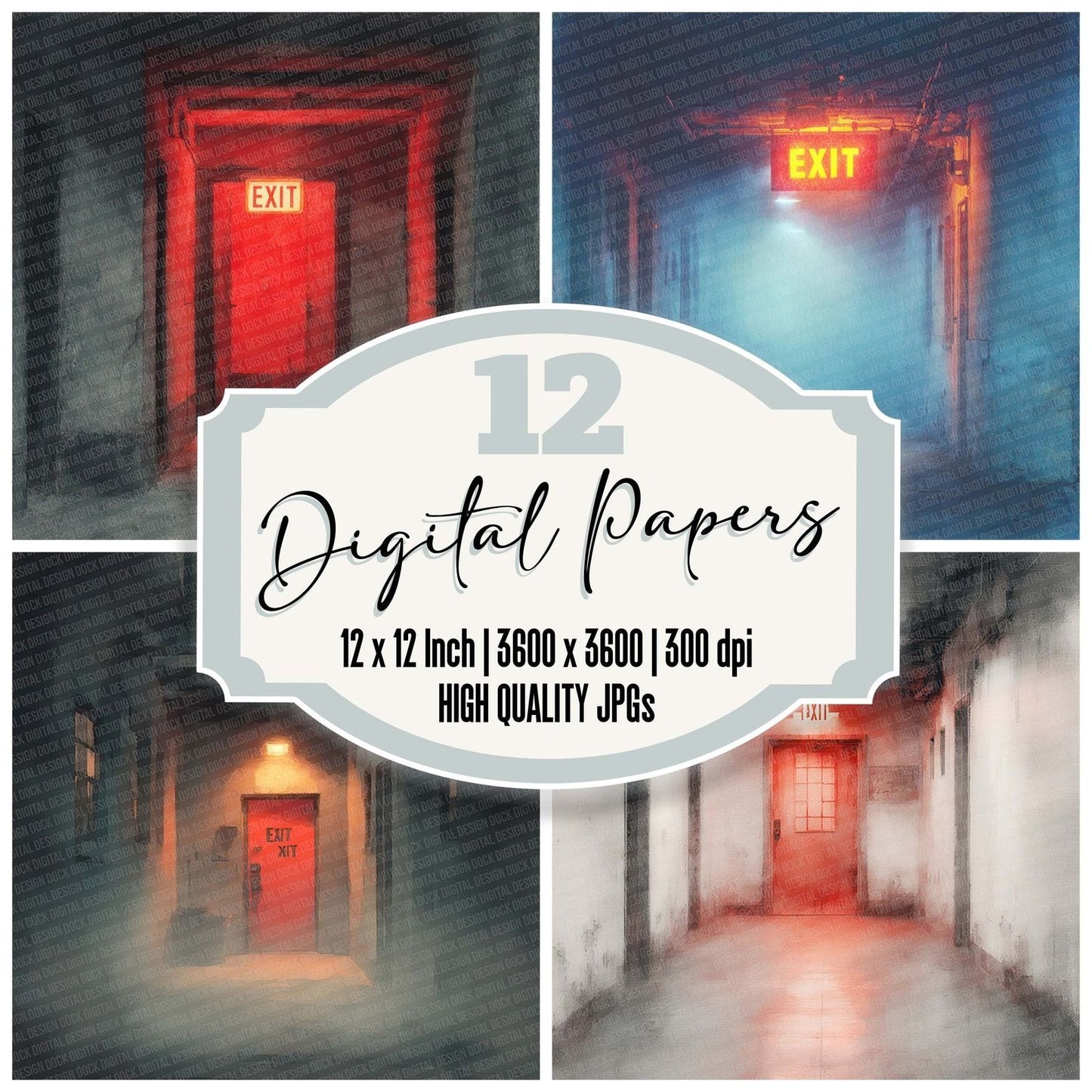 Exit Hall Glowgrain Digital Paper Pack (DDD001624)