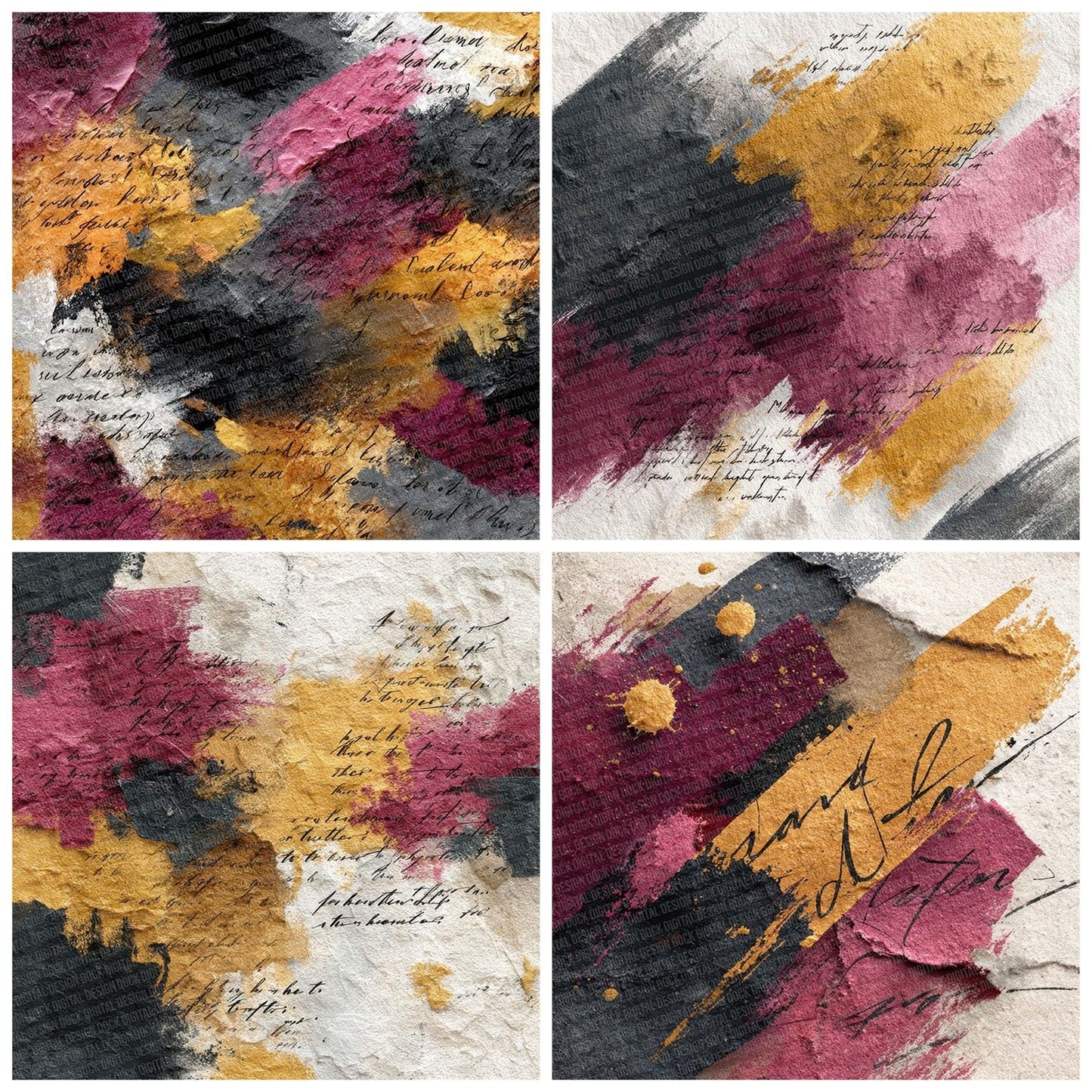Expressionist Motion Art Layers Script Digital Paper Pack (DDD001626)