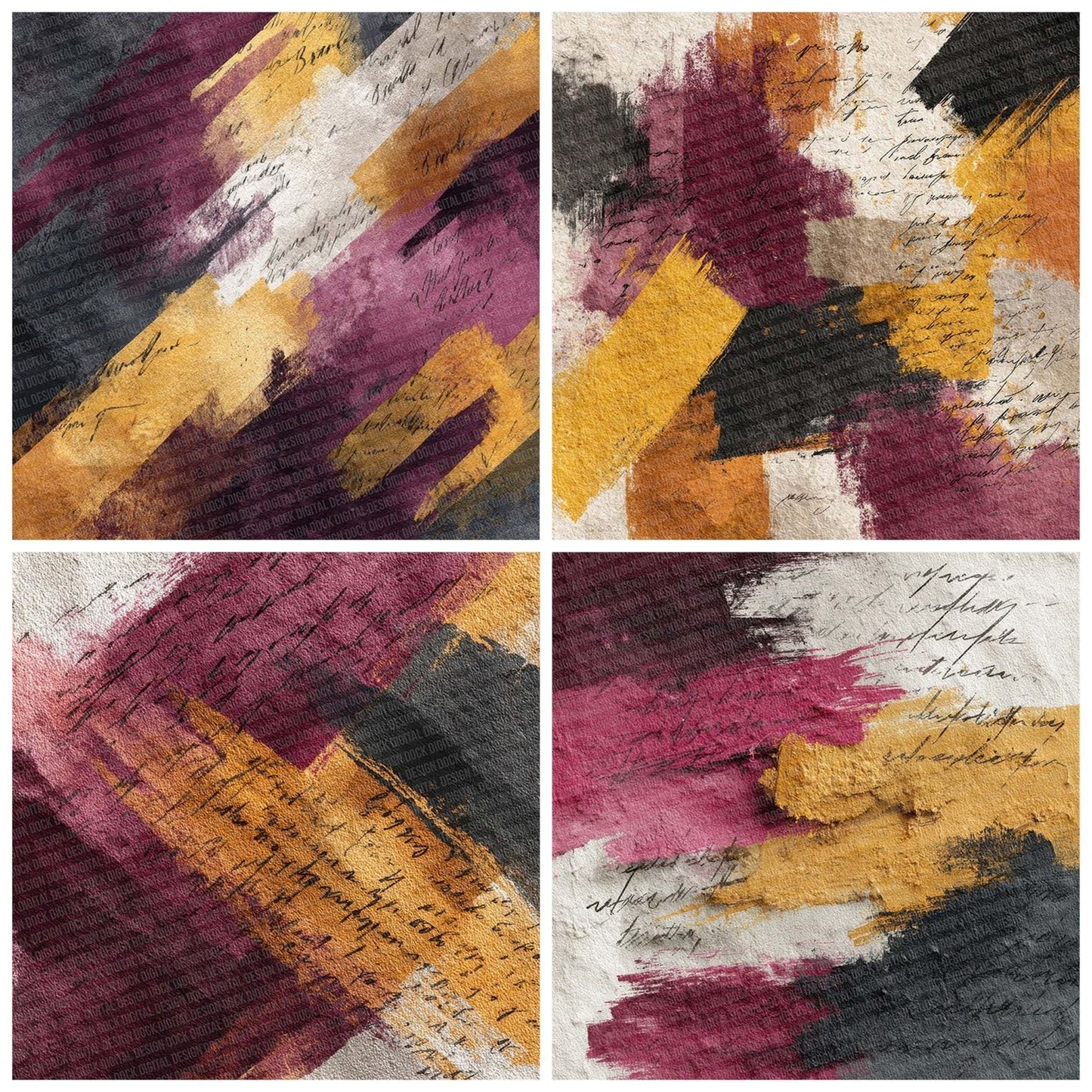 Expressionist Motion Art Layers Script Digital Paper Pack (DDD001626)