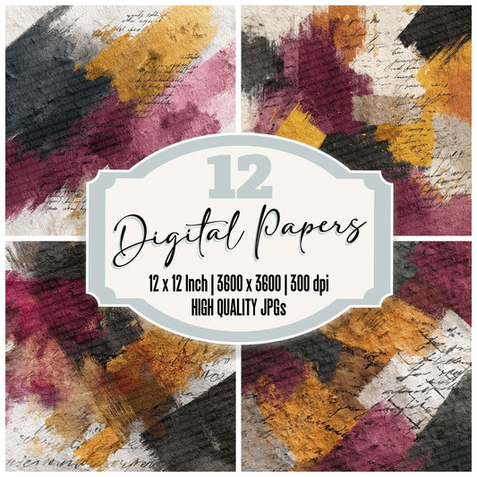 Expressionist Motion Art Layers Script Digital Paper Pack (DDD001626)