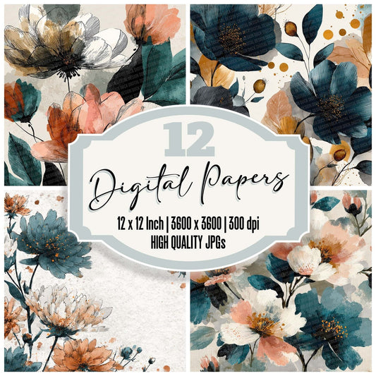 Expressive Ink Florals Digital Paper Pack (DDD001628)