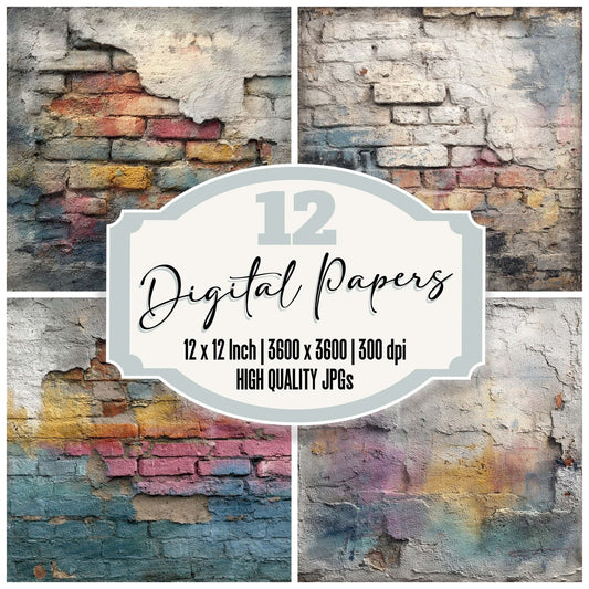 Faded Graffiti Brick Wall Digital Paper Pack (DDD001647)