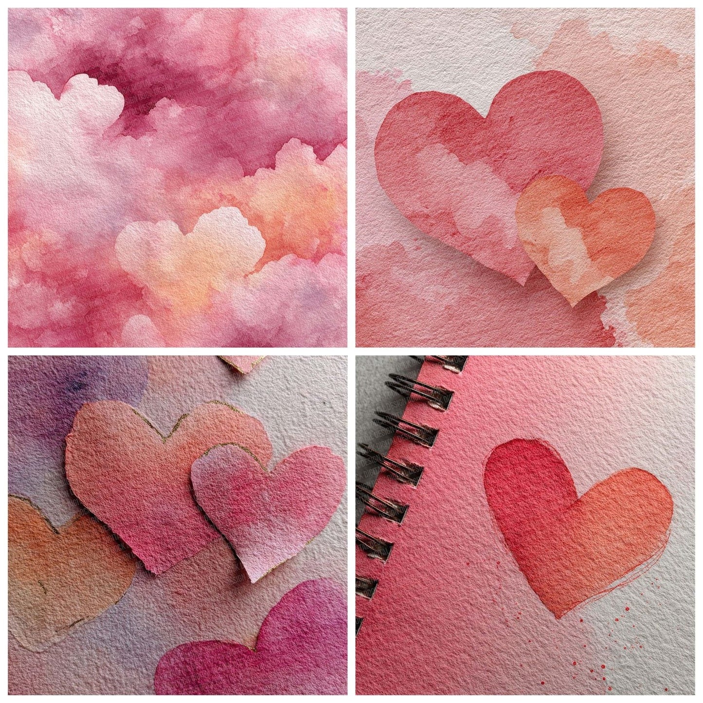 Faded Heart Wash Digital Paper Pack (DDD001654)