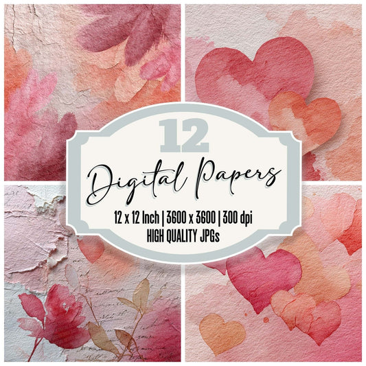 Faded Heart Wash Digital Paper Pack (DDD001654)