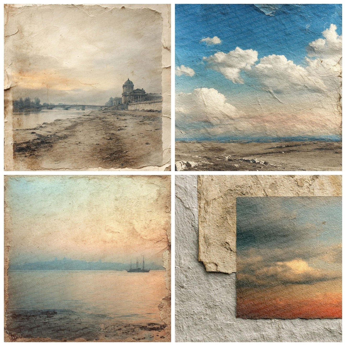 Faded Postcard Surface Digital Paper Pack (DDD001663)