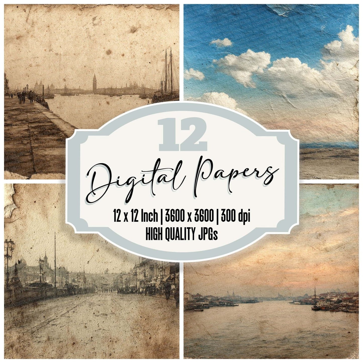 Faded Postcard Surface Digital Paper Pack (DDD001663)