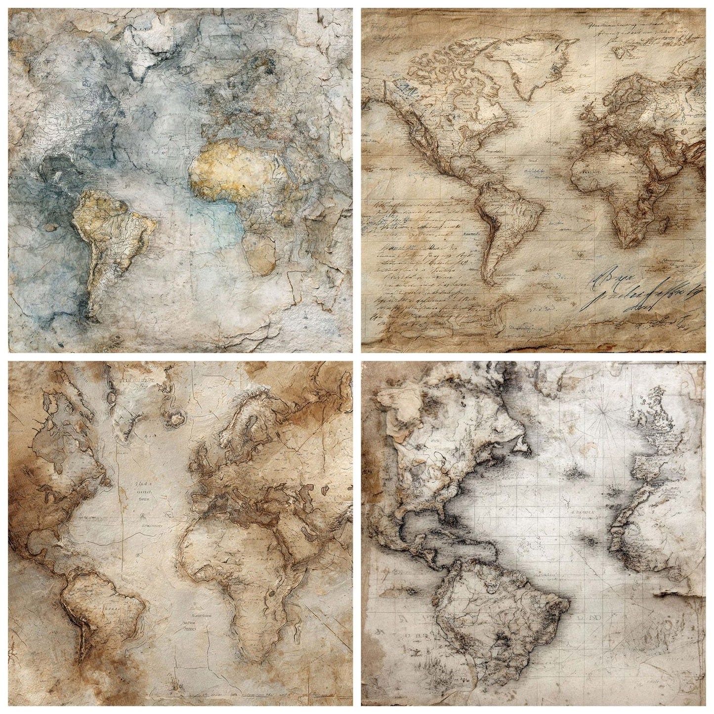 Faded World Cartography Digital Paper Pack (DDD001674)