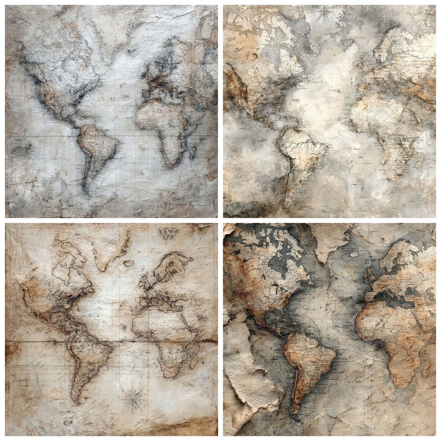 Faded World Cartography Digital Paper Pack (DDD001674)