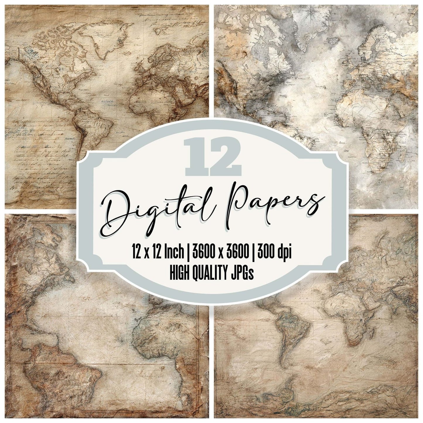 Faded World Cartography Digital Paper Pack (DDD001674)