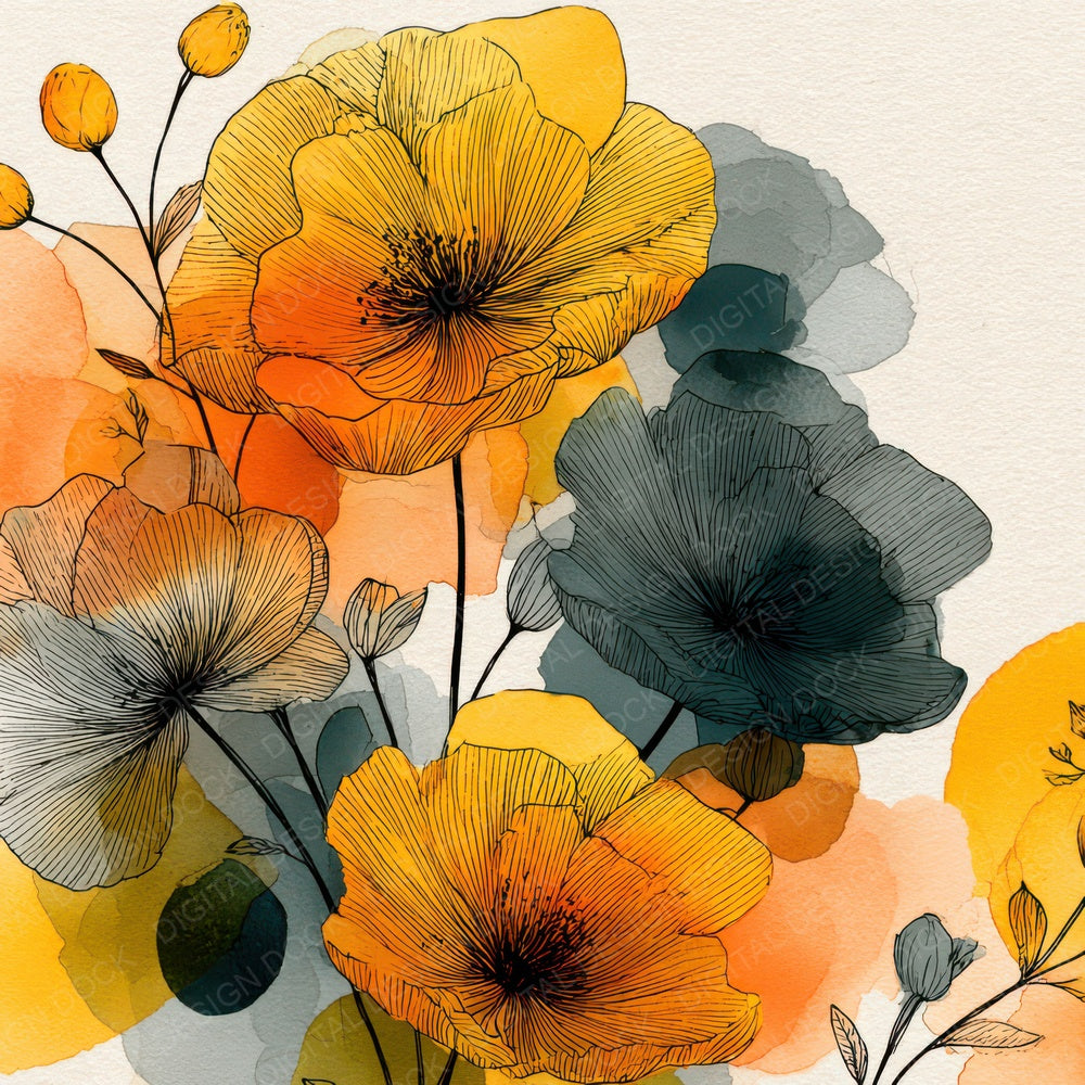 Fashion Sketch Floral Background Digital Paper Pack (DDD007833)