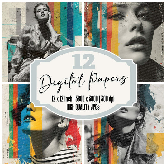 Fashion Strip Splash Digital Paper Pack (DDD001684)