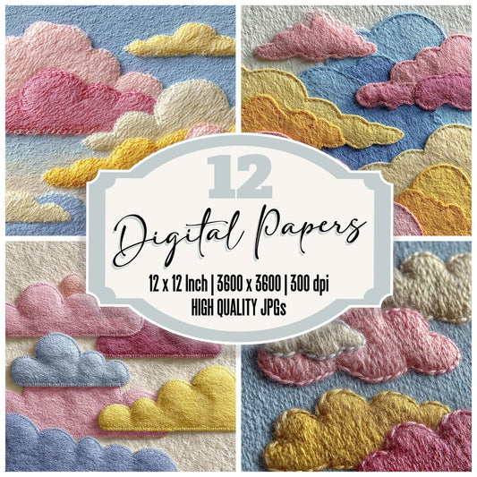 Felt Cloud Stitch Digital Paper Pack (DDD001694)