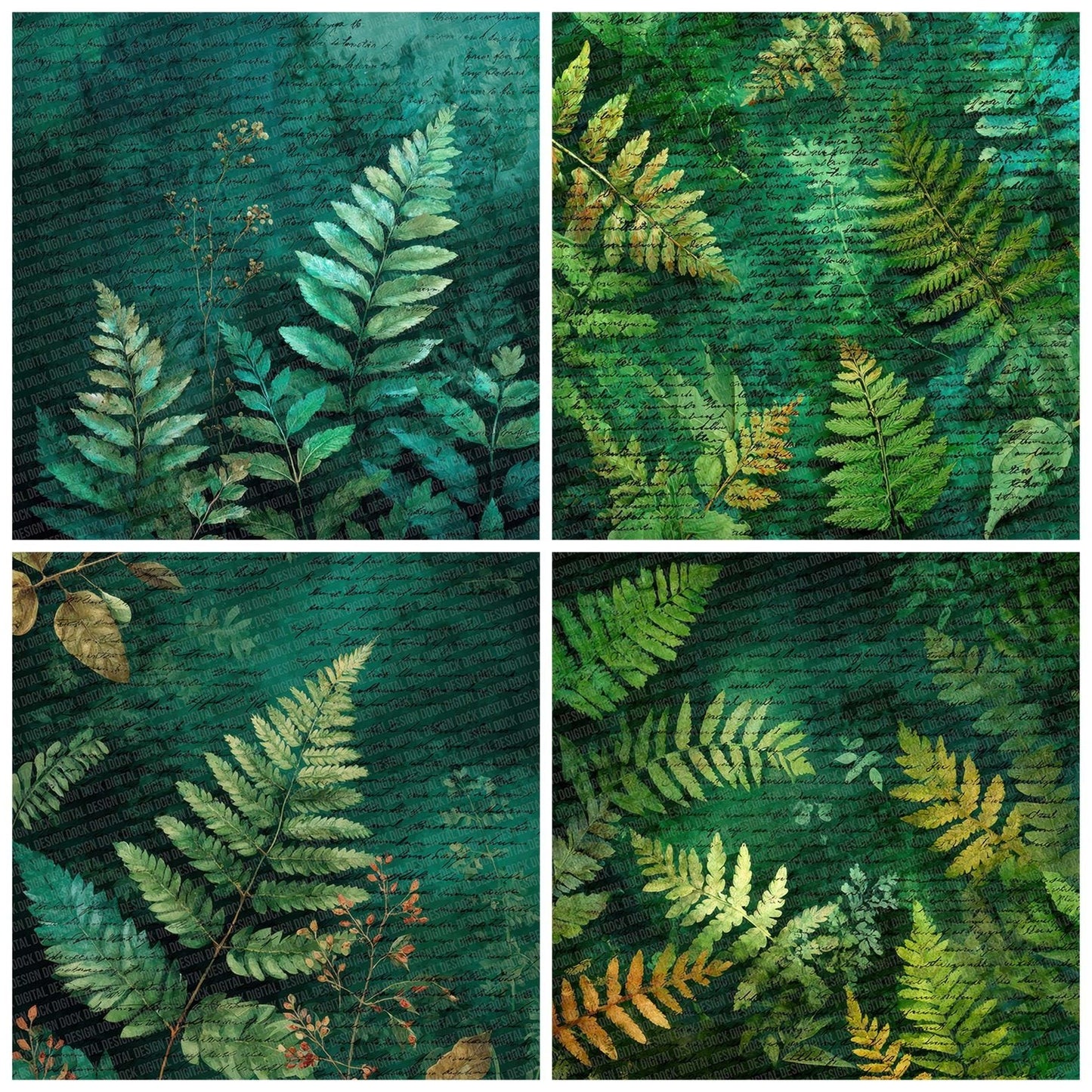 Fern Diary Script Digital Paper Pack (DDD007650)