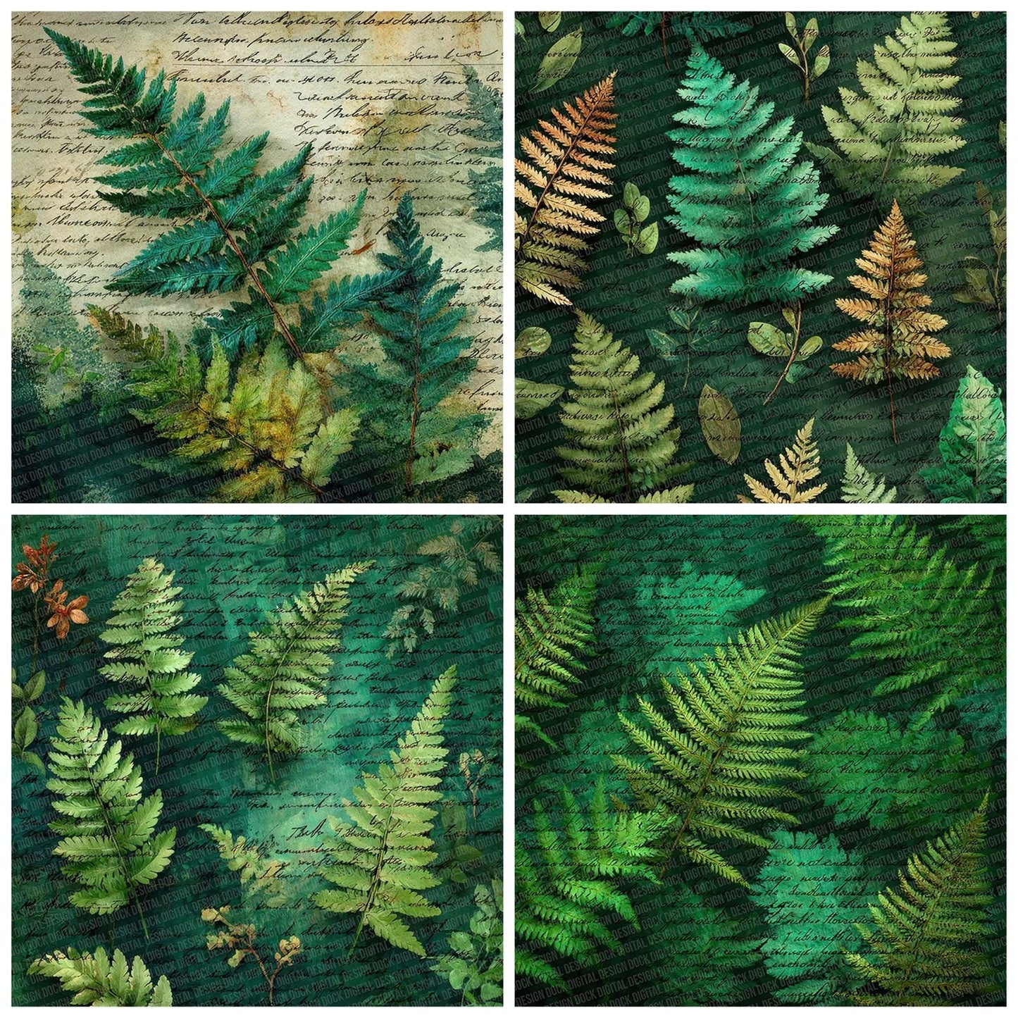 Fern Diary Script Digital Paper Pack (DDD007650)