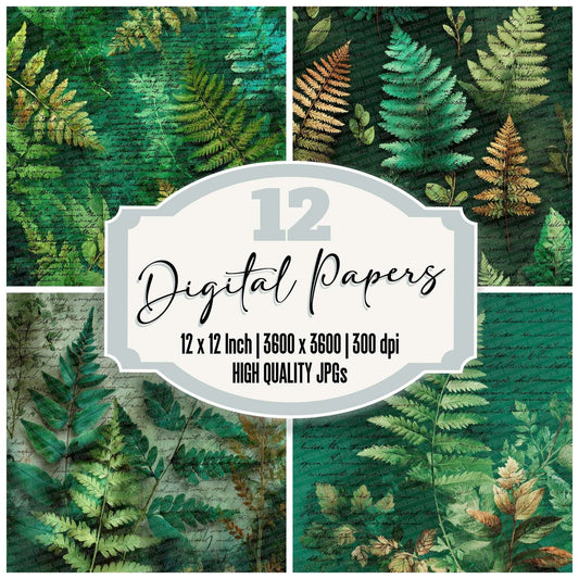 Fern Diary Script Digital Paper Pack (DDD007650)