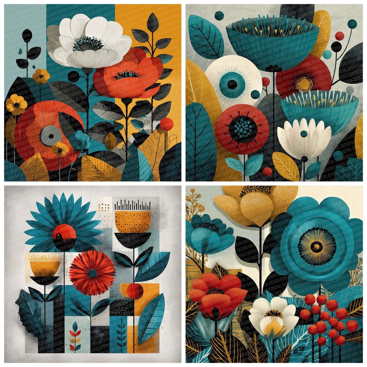 Festival Floral Graphic Digital Paper Pack (DDD001699)
