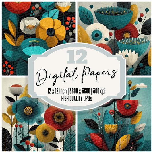 Festival Floral Graphic Digital Paper Pack (DDD001699)