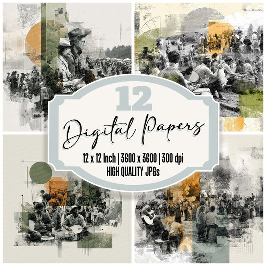 Festival Folk Moodboard Digital Paper Pack (DDD001700)