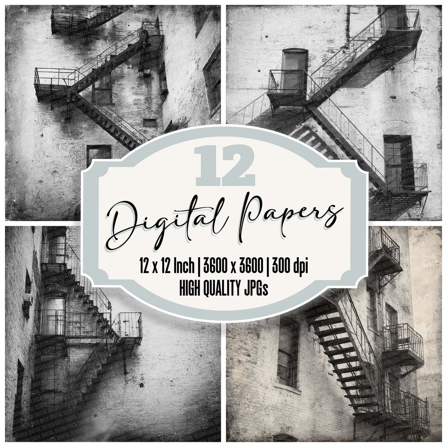 Fire Escape Damaged Photo Digital Paper Pack (DDD001708)