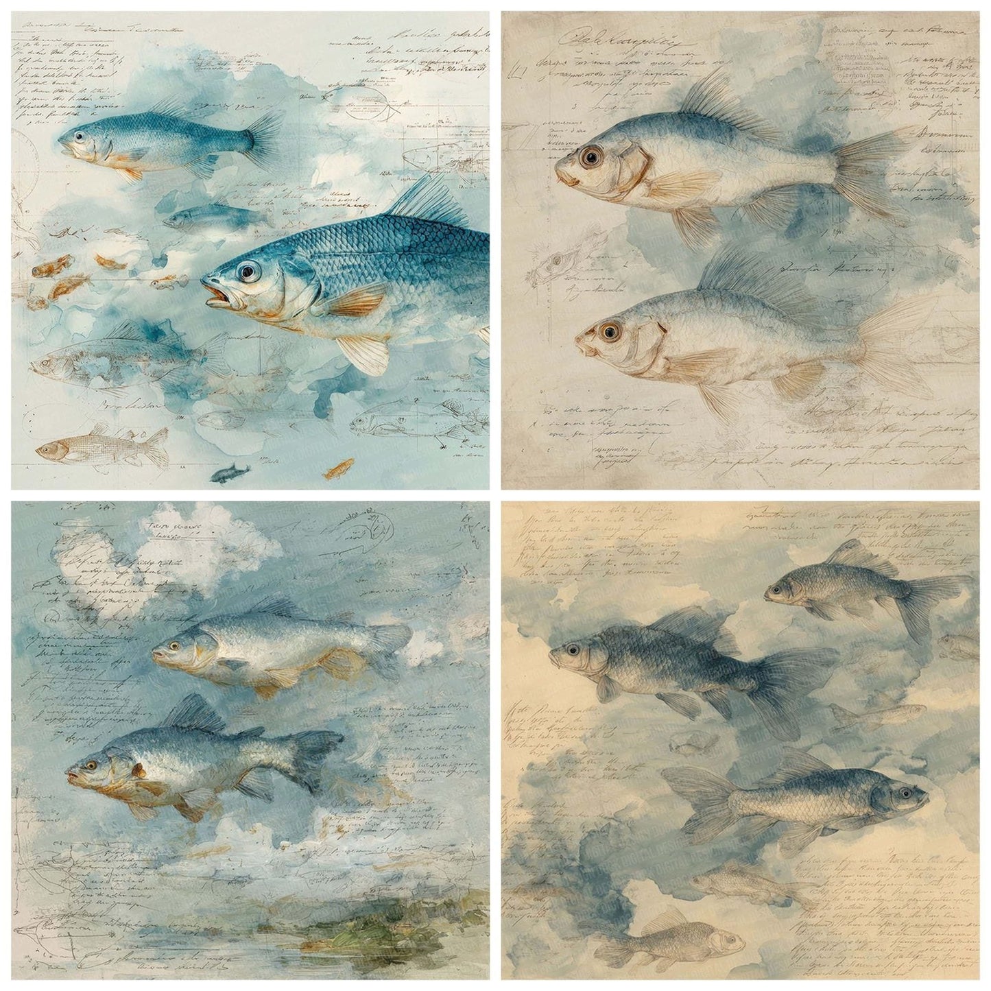 Fish Study Notes Wash Digital Paper Pack (DDD001717)