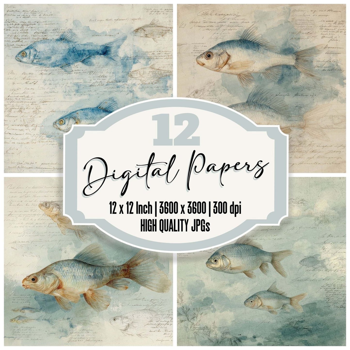 Fish Study Notes Wash Digital Paper Pack (DDD001717)
