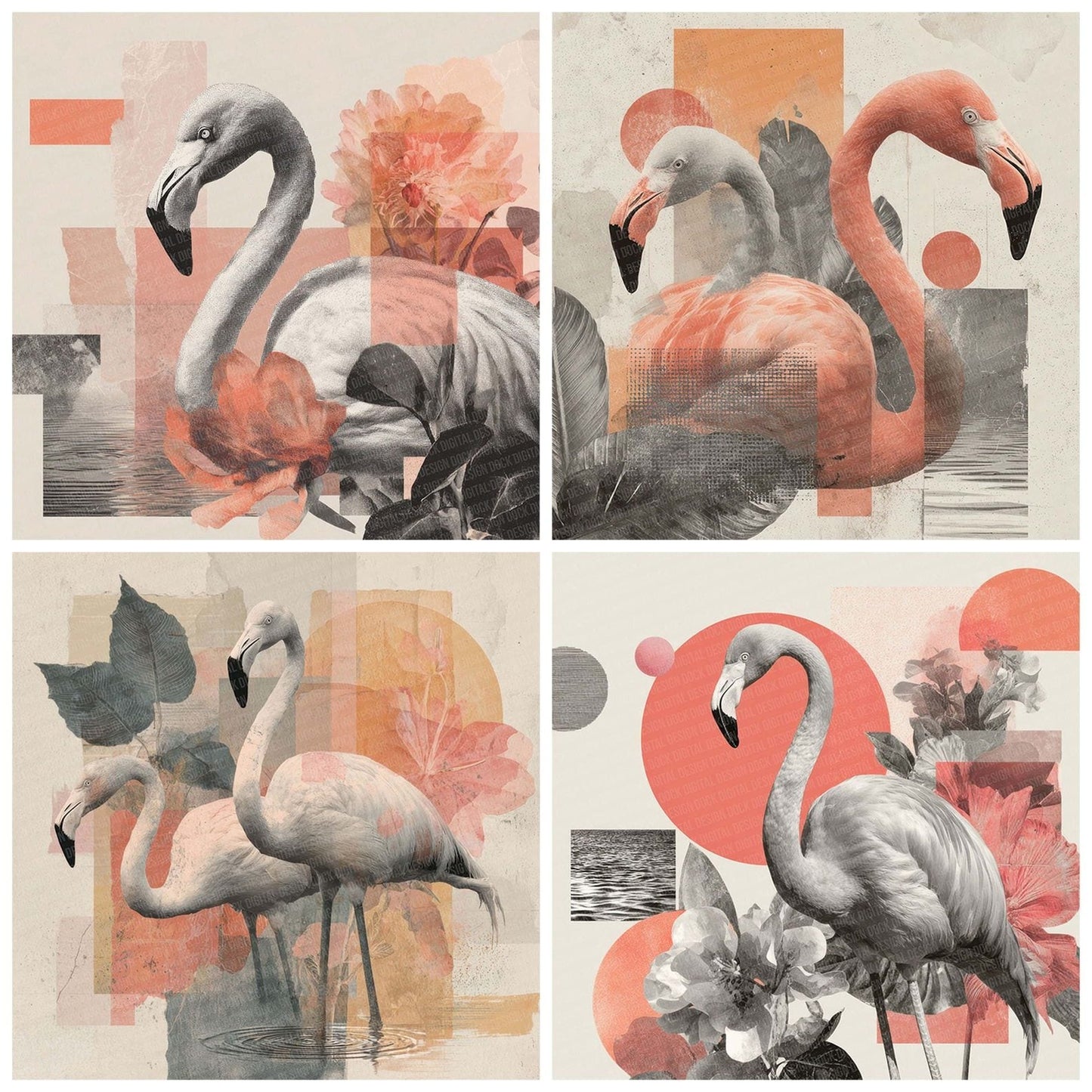 Flamingo Colour Moodboard Digital Paper Pack (DDD001723)