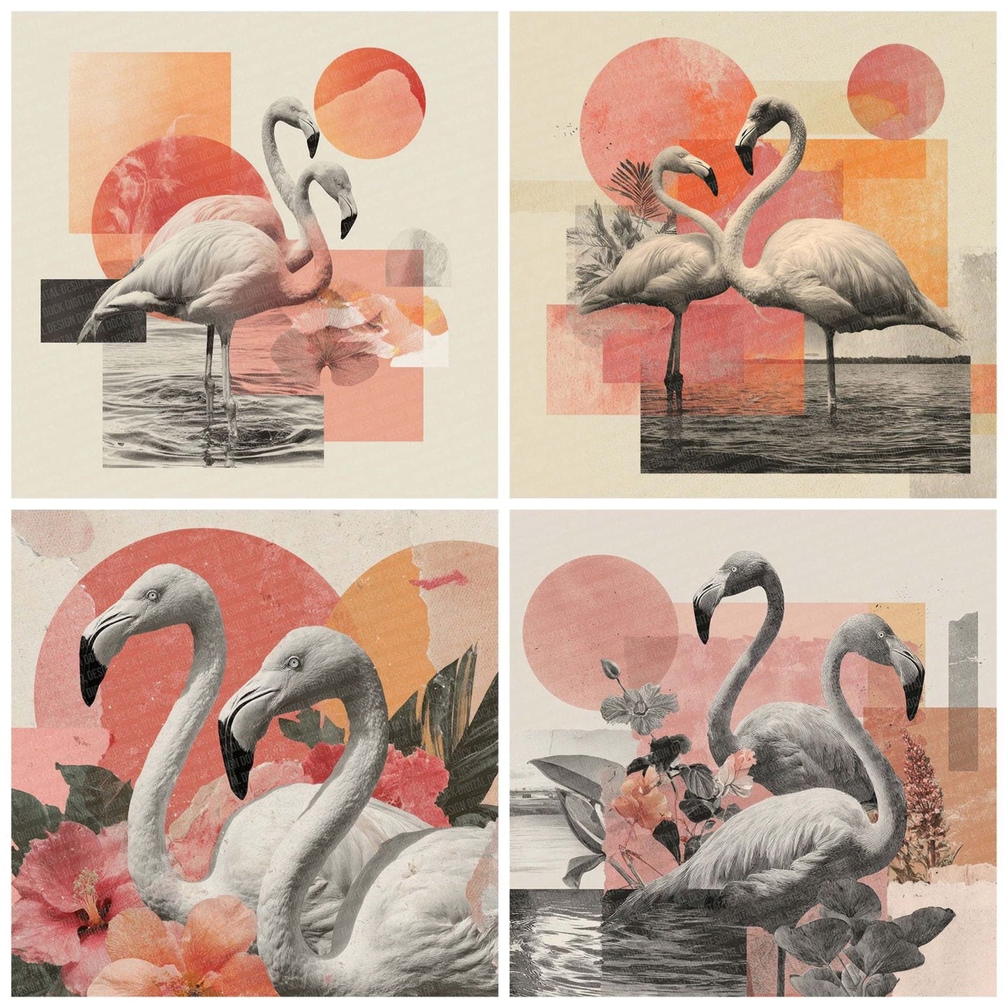 Flamingo Colour Moodboard Digital Paper Pack (DDD001723)