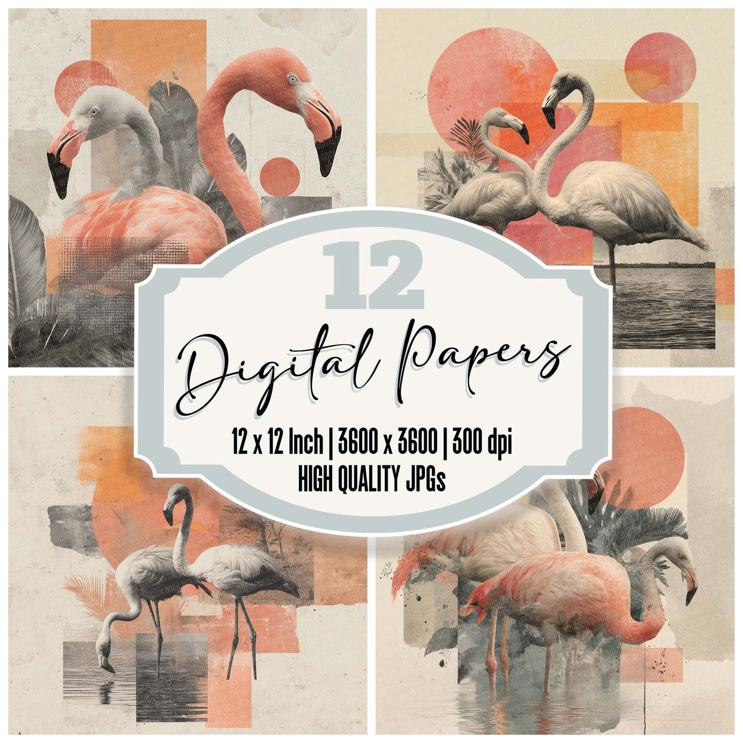 Flamingo Colour Moodboard Digital Paper Pack (DDD001723)