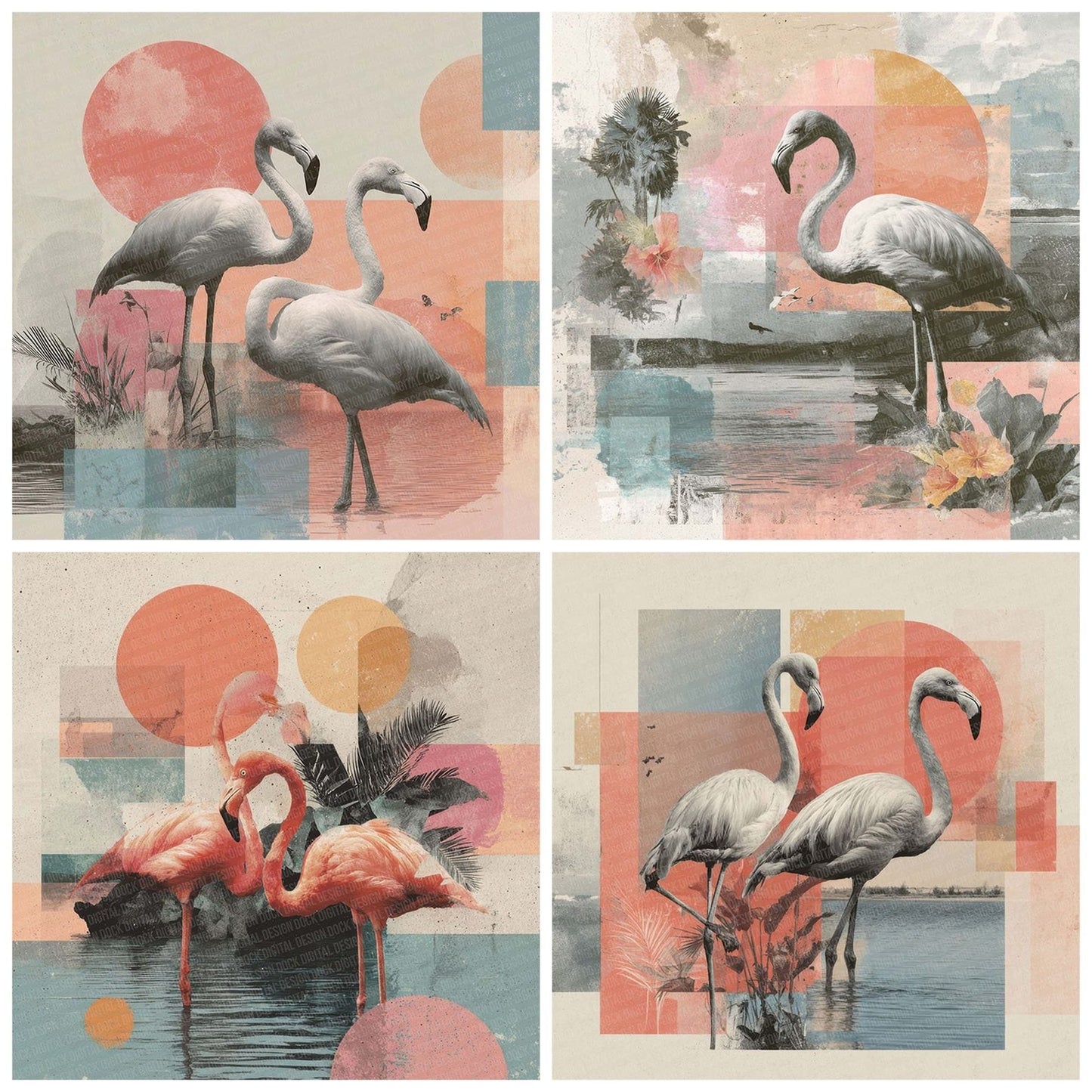 Flamingo Lagoon Moodboard Digital Paper Pack (DDD001724)