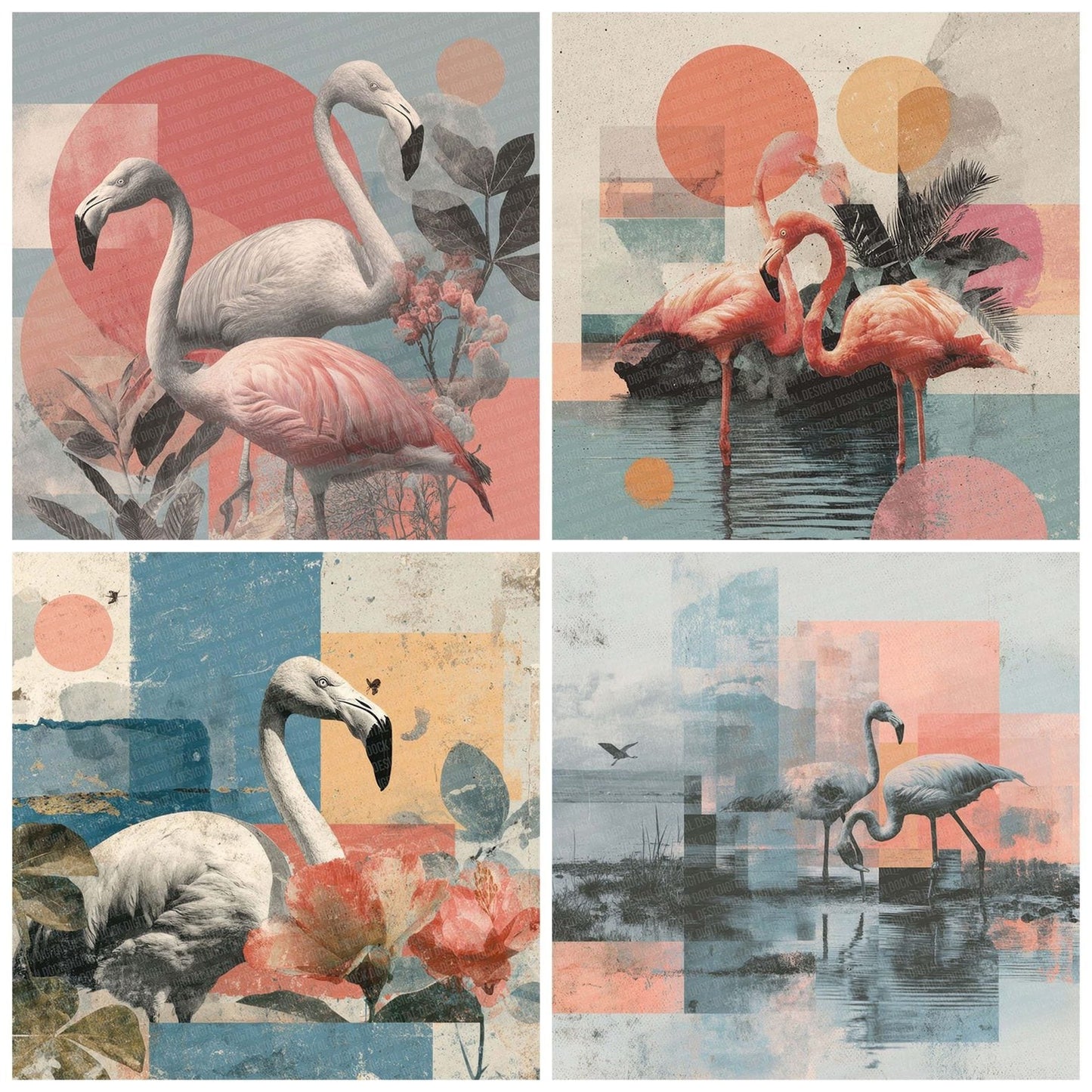 Flamingo Lagoon Moodboard Digital Paper Pack (DDD001724)