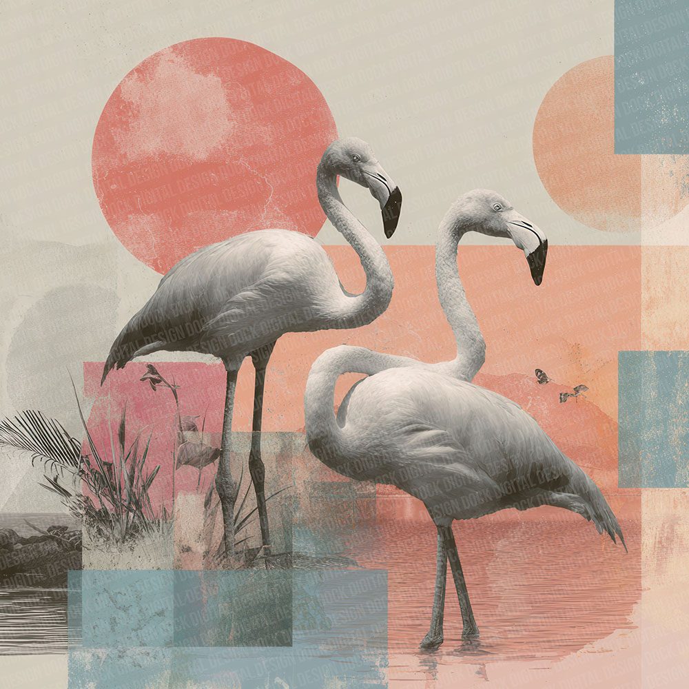 Flamingo Lagoon Moodboard Digital Paper Pack (DDD001724)