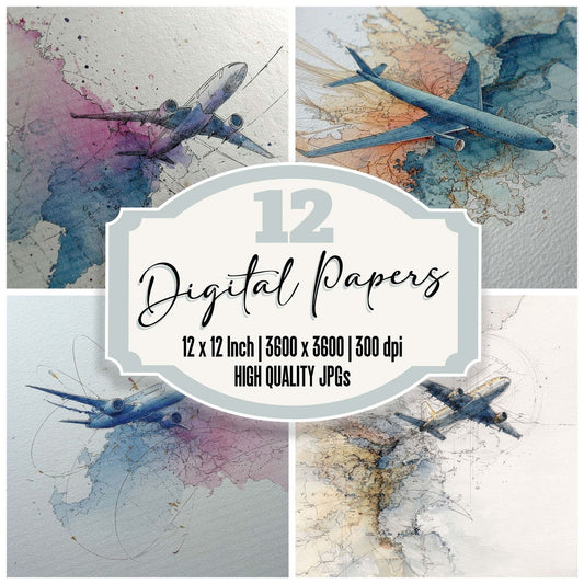 Flight Path Line Map Digital Paper Pack (DDD001727)