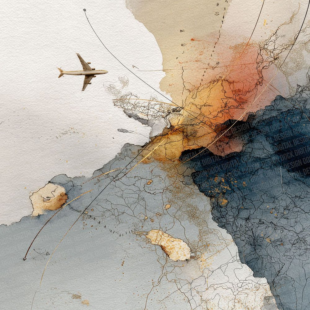 Flight Path Line Map Digital Paper Pack (DDD001727)