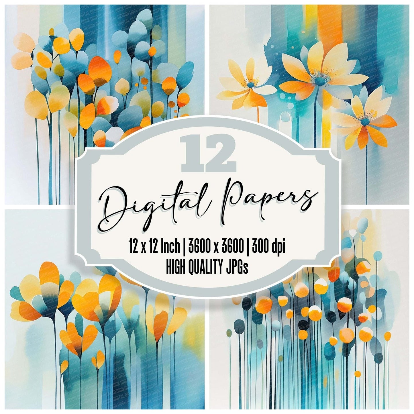 Floral Drag Colour Digital Paper Pack (DDD001735)