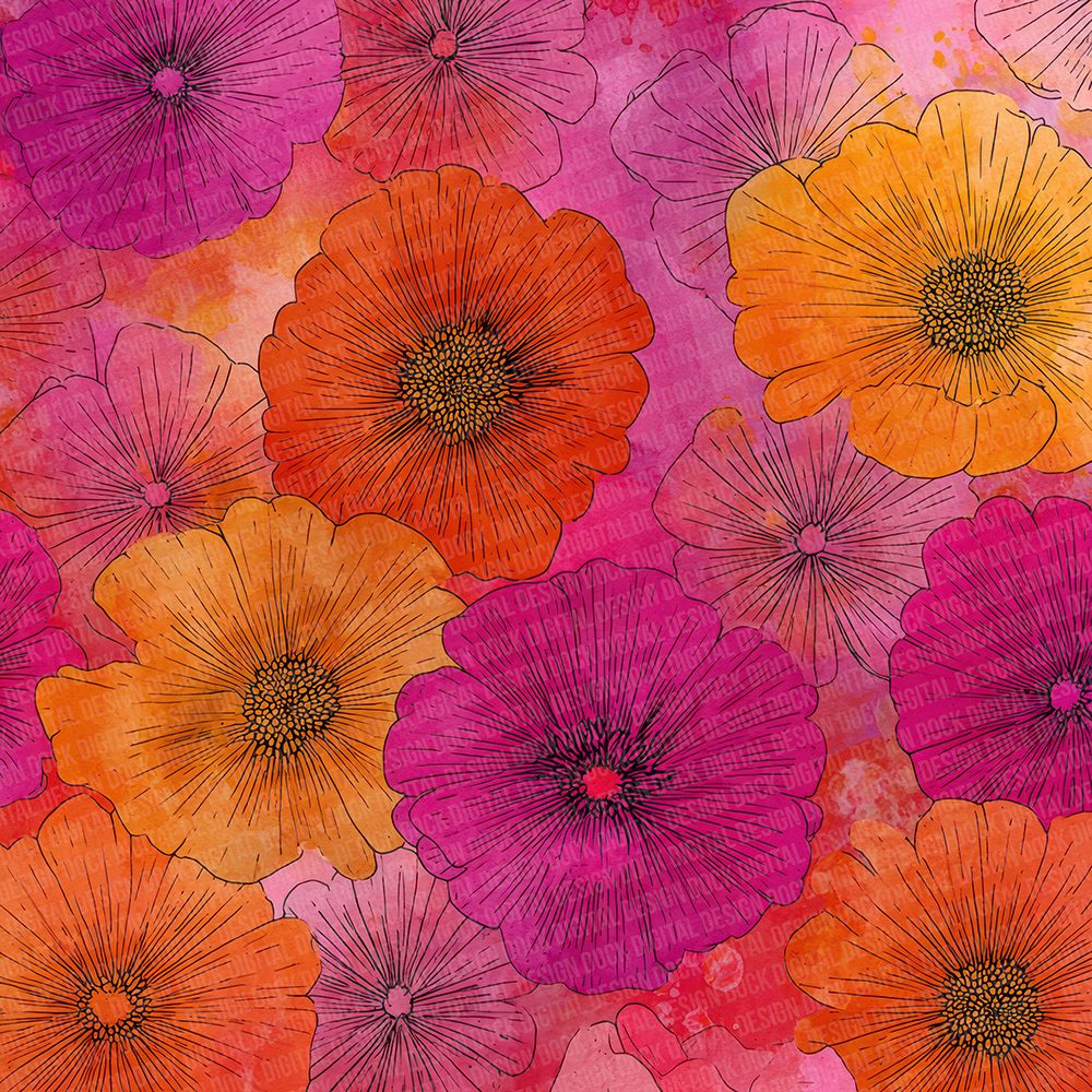 Floral Ink Splash Digital Paper Pack (DDD001738)